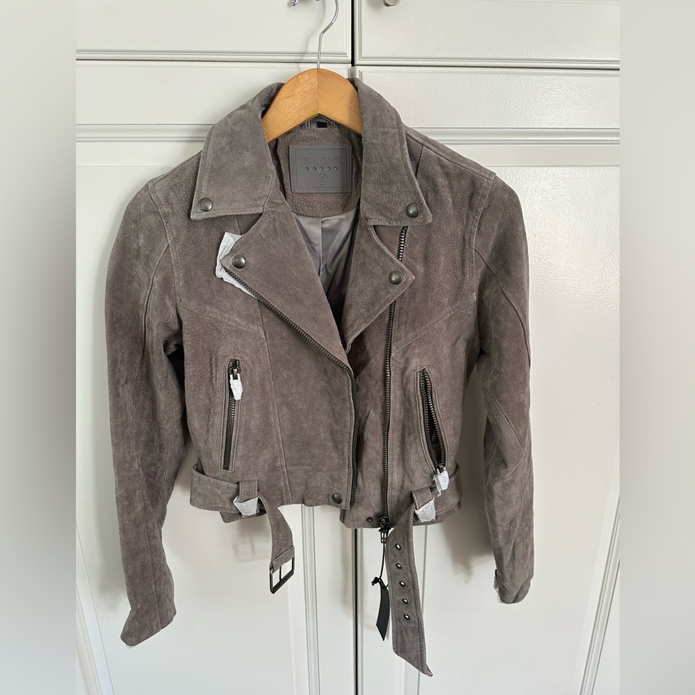 Blank Nyc Women's Leather Moto Jacket Light Gray - Picture 1 of 7